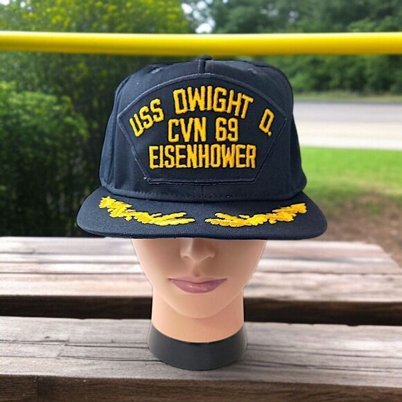 USS Dwight D Eisenhower Snapback Hat CVN 69 US Navy Scrambled Eggs Vintage - Picture 16 of 16